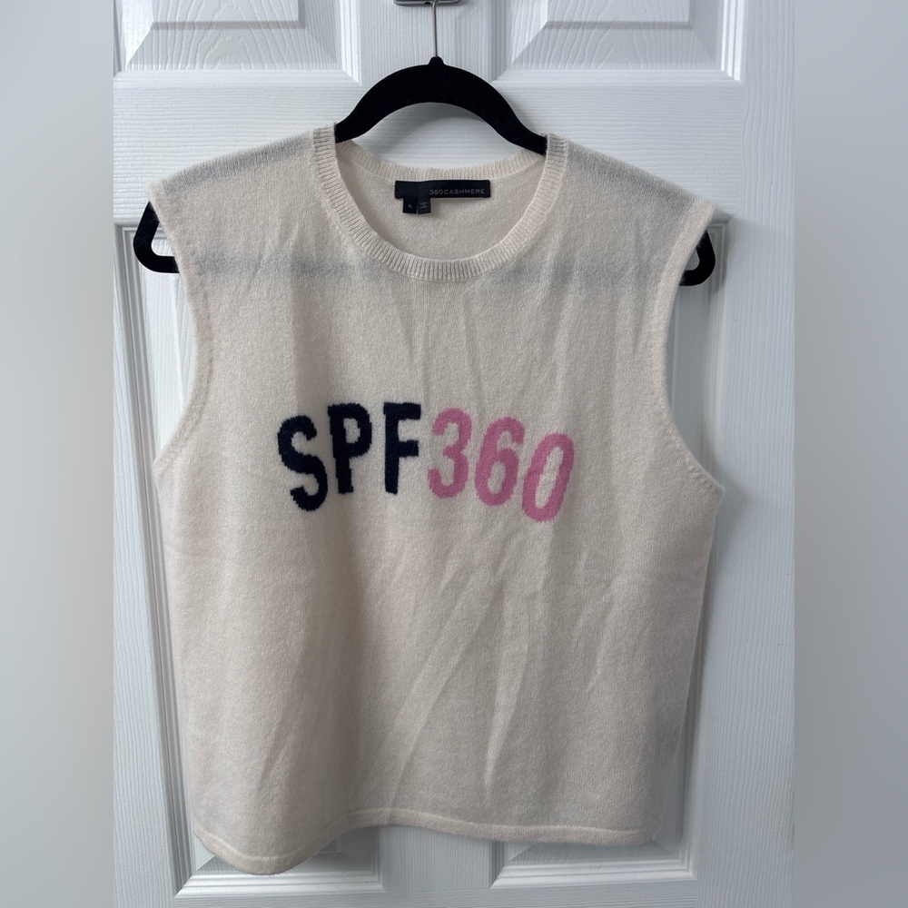 Cream Sleeveless Top with SPF360 Logo
